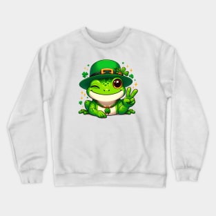 St Patricks Day Frog Face Saint Pattys Paddys Men Women Kids Crewneck Sweatshirt